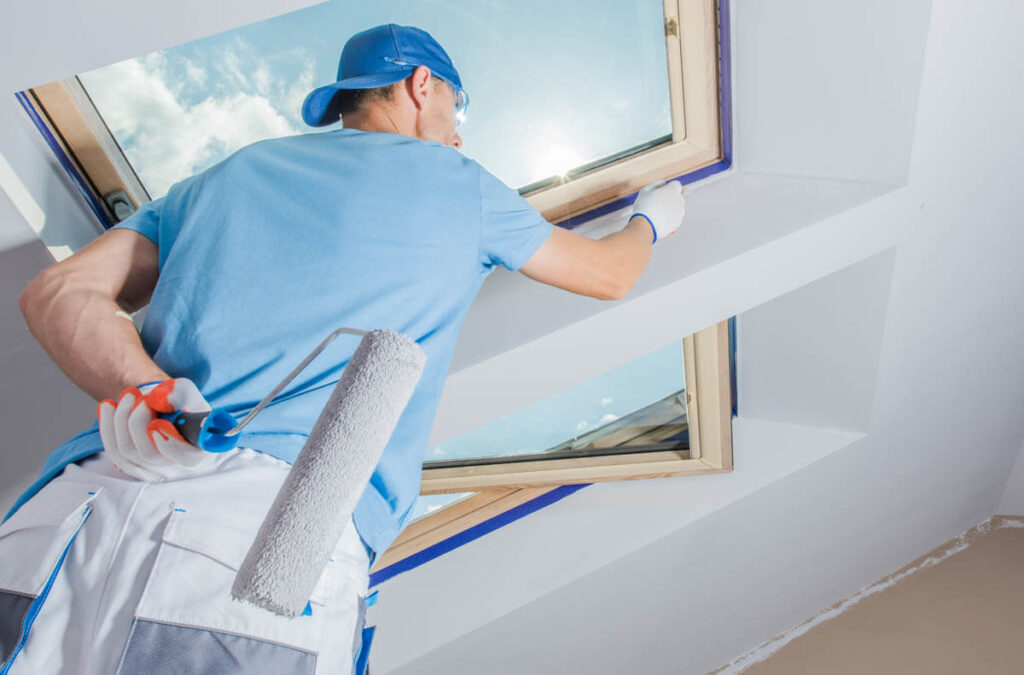 royal-painting-kc-professional-painter-finishing-new-apartment professional painting trim of ceiling windows