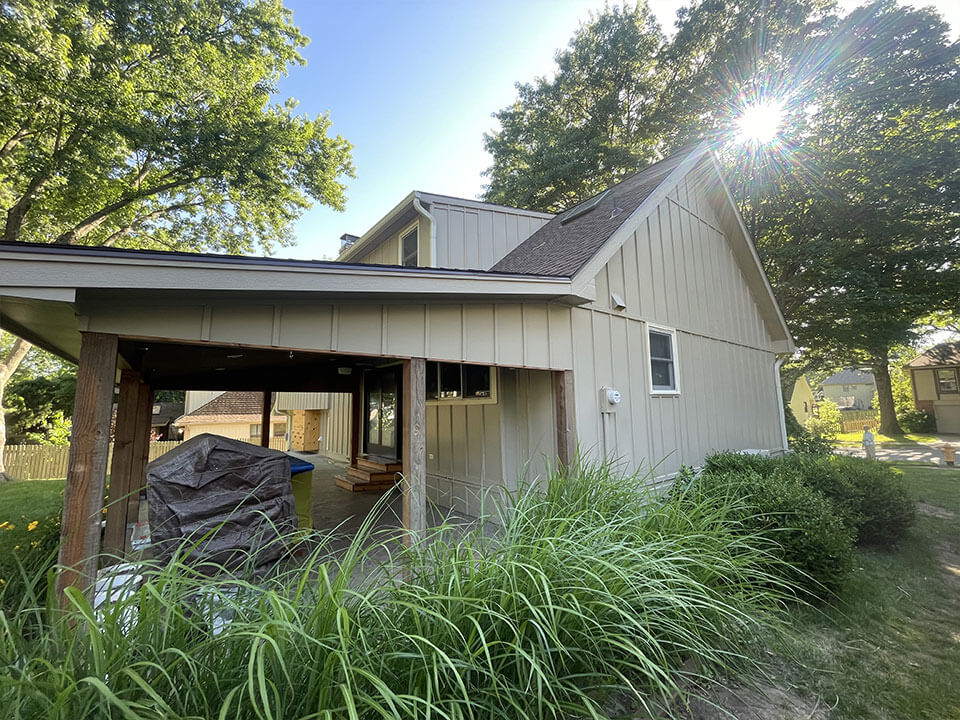 exterior of house after painted with fresh cream paint