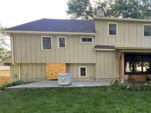exterior of house after painted with fresh cream paint